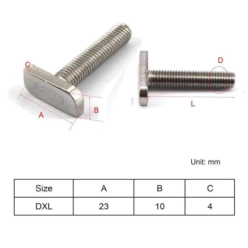 Faspiroty 12Pcs M8x65 304 Stainless Steel T-Slot Bolt T-Shaped Bolt Screw 23mm Head Size - Image 3